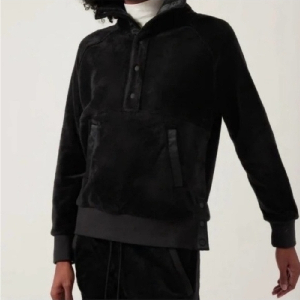 Athleta Revover Black Fleece Sweatshirt L